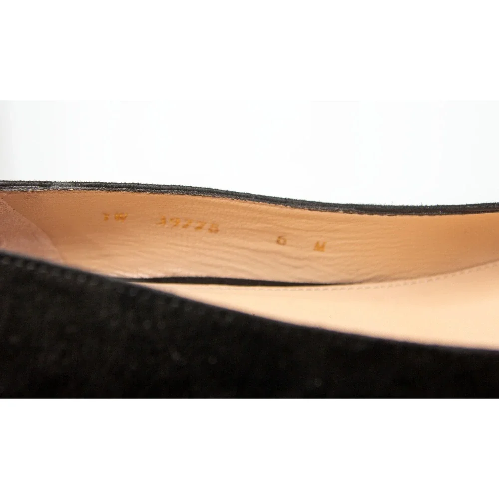 Stuart Weitzman Leigh 45 Black Suede Pointed‎ Toe Kitten Heel Pumps 6M